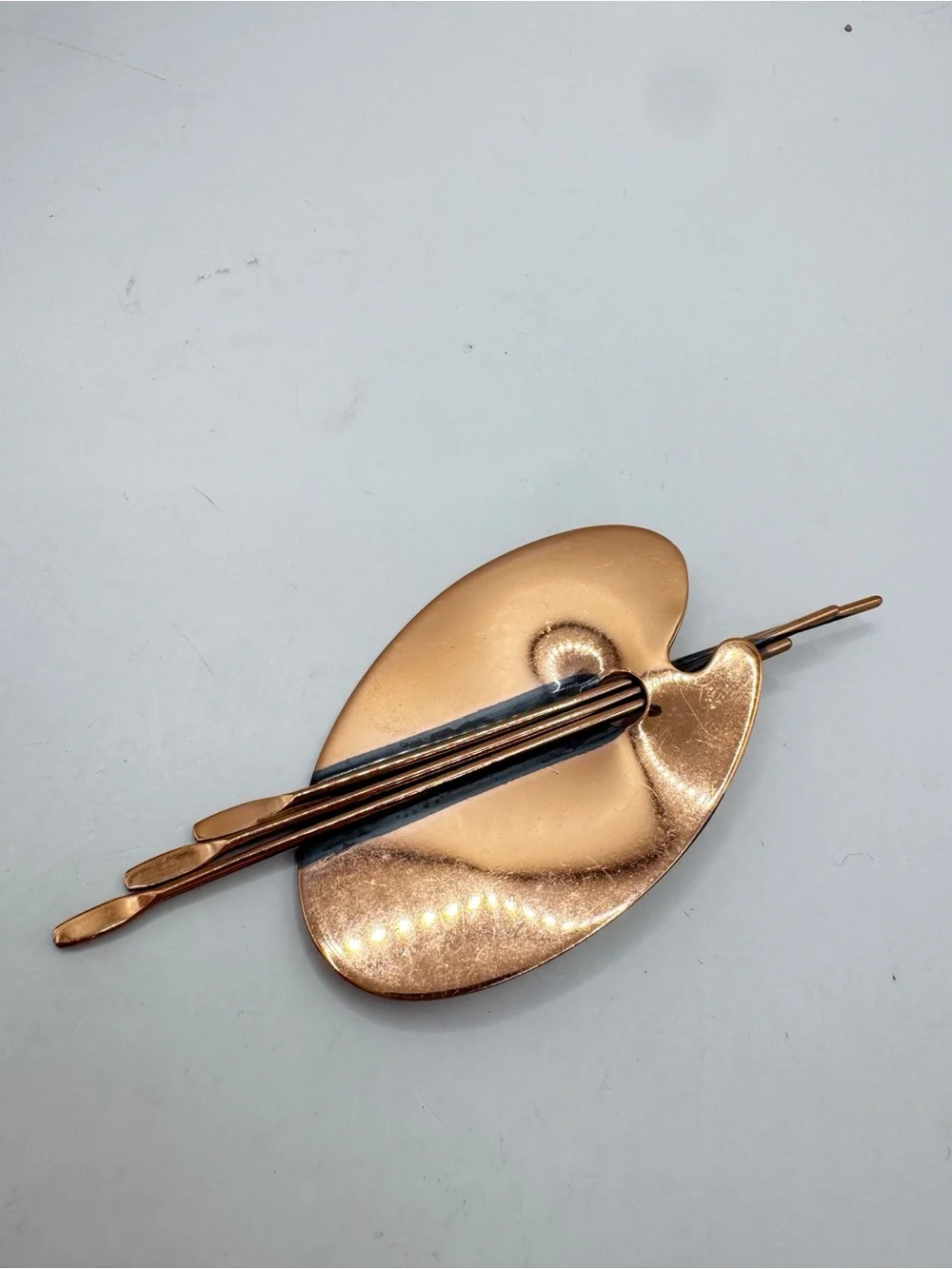 Renoir vintage copper artist’s palette large brooch pin